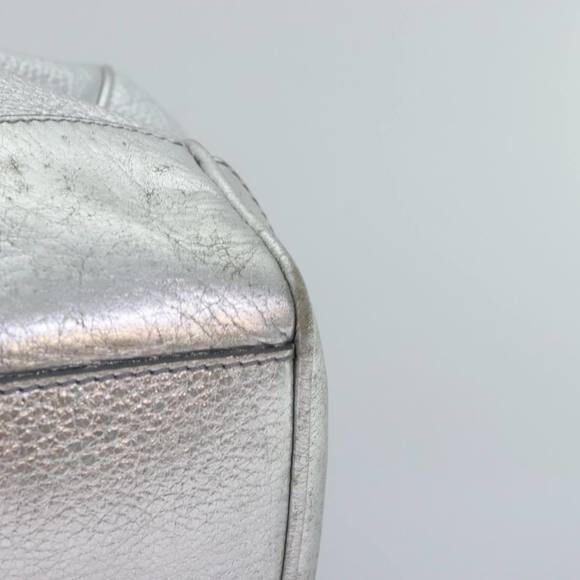 CELINE Tote Bag Leather Silver Auth 88261 - Picture 14 of 16